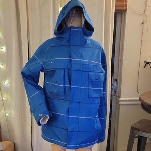 Blue Hooded Jacket with White Stripes by BURTON XS